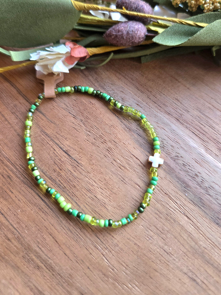 Green Meadow Cross Bracelet
