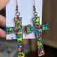 Radiant Faith Cross Earrings - Dark Confetti