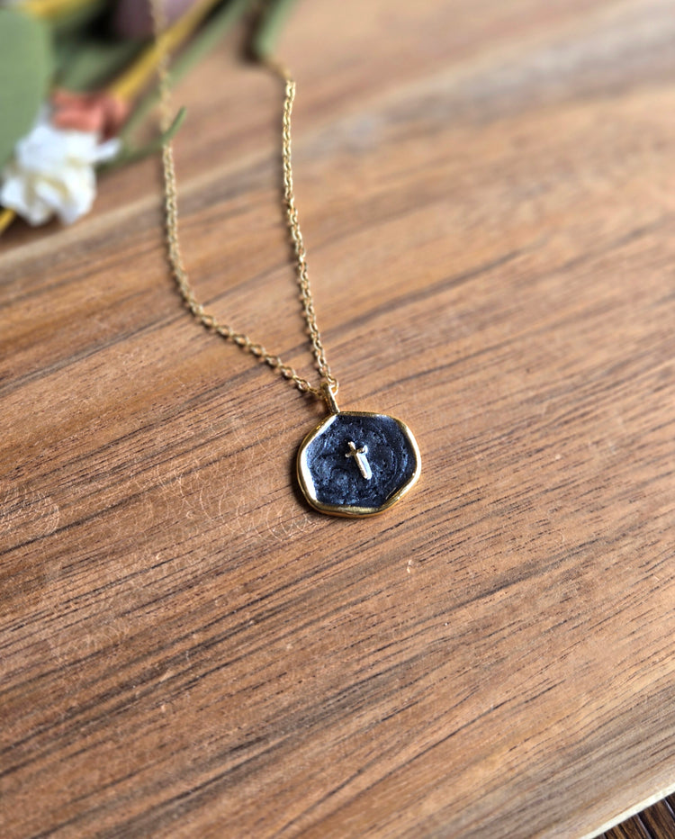 Black Cross Charm Necklace