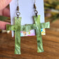Radiant Faith Cross Earrings - Green Marble