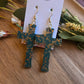 Green & Gold Confetti Cross Earrings