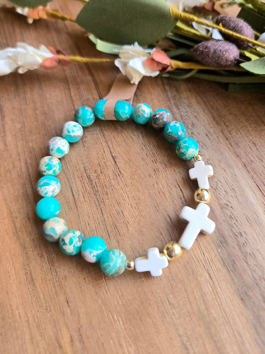 Turquoise Triple Cross Bracelet