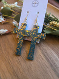 Radiant Cross Earrings - Olive/Gold