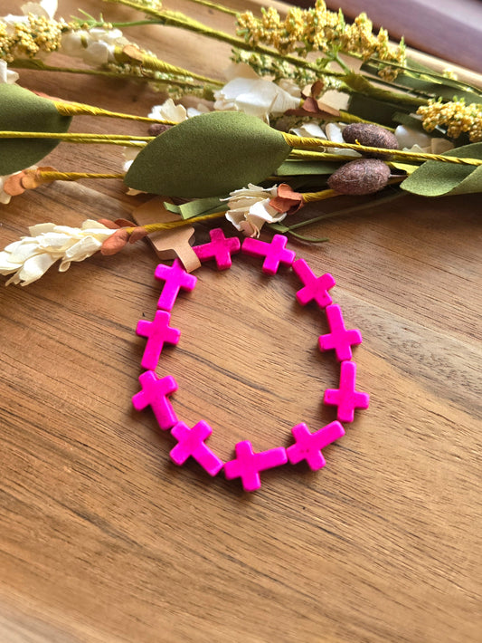 Bold Faith Pink Cross Bracelet