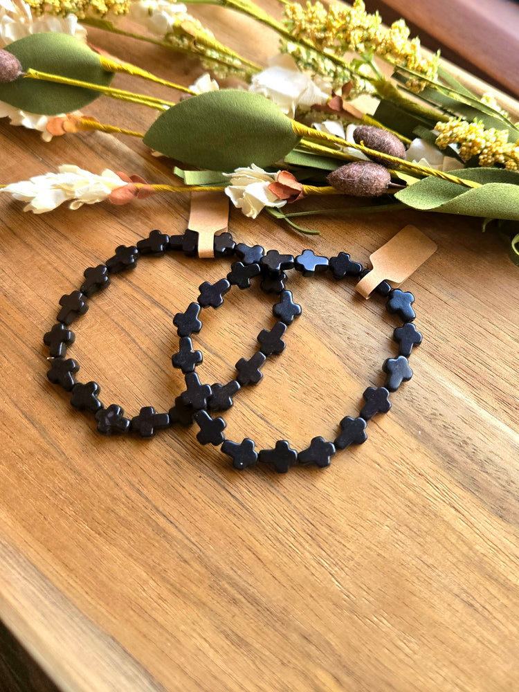 Unashamed Faith Black Cross Bracelet