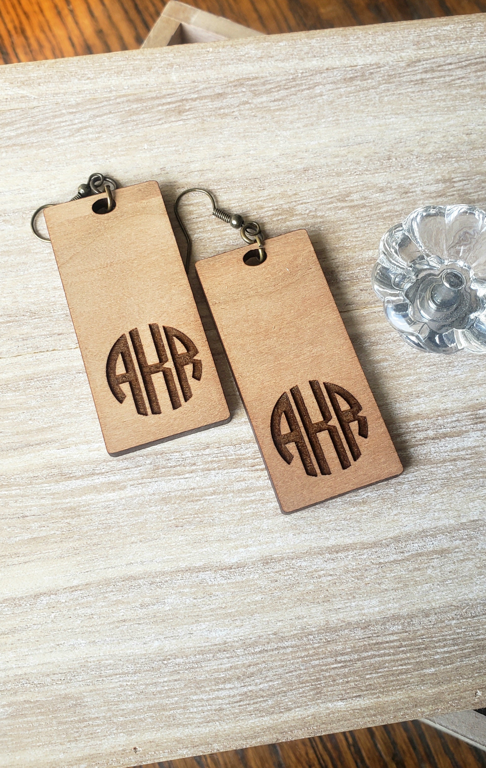 Rectangle Monogrammed Earrings