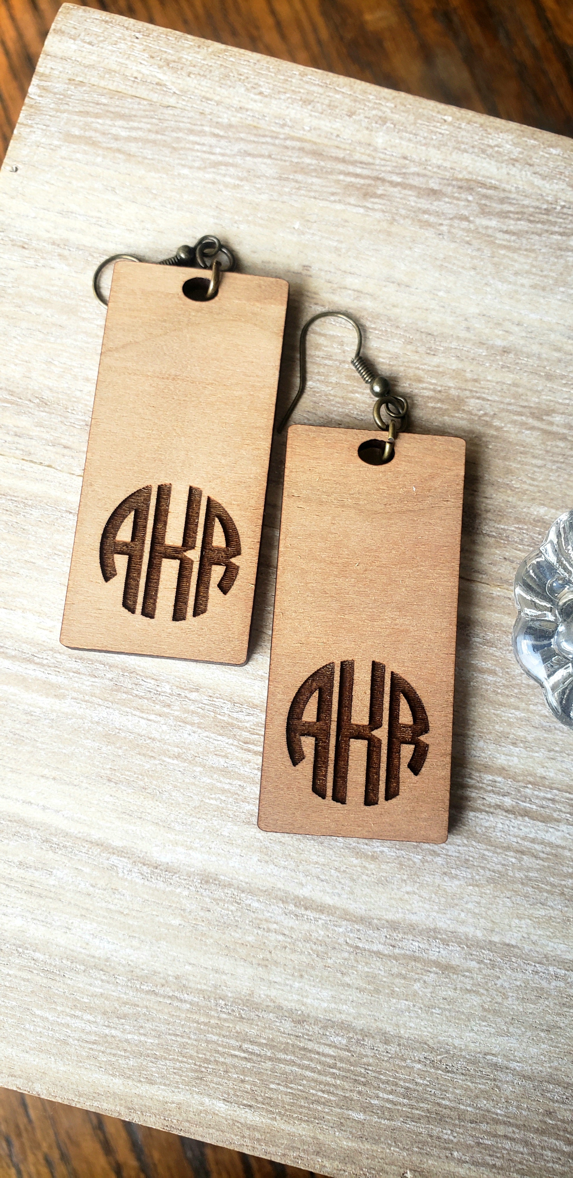 Rectangle Monogrammed Earrings
